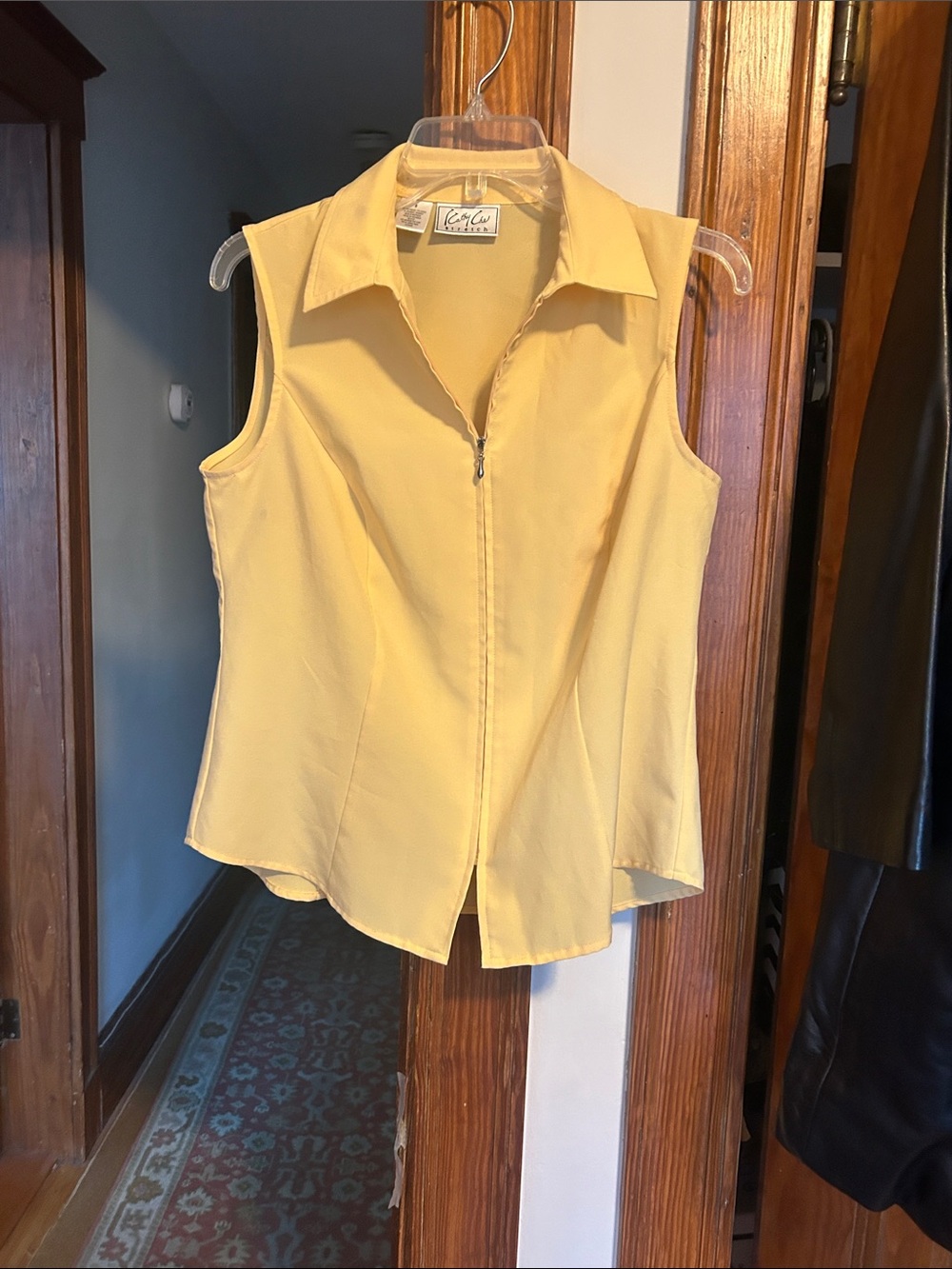 Yellow Sleeveless Zip-Front Collared Top
